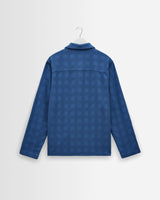 wax london men's Corey - Blue Dobby Check Cotton Shirt