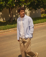 wax london men's Corey - Bright Blue Cotton Twisted Stripe Shirt
