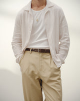 wax london men's Corey - Natural Cotton Twisted Stripe Shirt