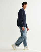 wax london men's Corey - Navy Pintuck Border Cotton-Linen Shirt