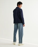 wax london men's Corey - Navy Pintuck Border Cotton-Linen Shirt