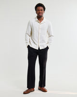 wax london men's Corey - Off White Dobby Check Cotton Shirt