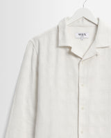 wax london men's Corey - Off White Dobby Check Cotton Shirt