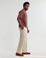 wax london men's Curzon - Brown Lyocell Twill Short-Sleeve Shirt