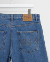 wax london men's Dalston - Mid-Blue Denim Shorts