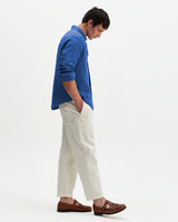 wax london men's Dartford - French Blue Washed Linen Shirt