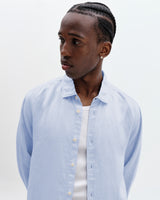 wax london men's Dartford - Pale Blue Washed Linen Shirt