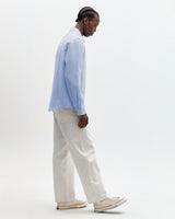 wax london men's Dartford - Pale Blue Washed Linen Shirt