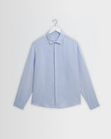 wax london men's Dartford - Pale Blue Washed Linen Shirt