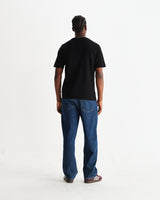 wax london men's Dean - Black Textured Organic Cotton T-Shirt