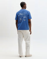 wax london men's Dean - Blue And Ecru Sailing Map Print T-Shirt