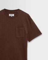 wax london men's Dean - Brown Slub Cotton Pocket T-Shirt