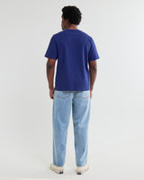 wax london men's Dean - Cobalt Blue Textured Organic Cotton T-Shirt