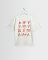 Dean - T-shirt brodé grille écrue et rouille