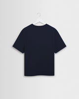 wax london men's Dean - Navy Textured Organic Cotton T-Shirt
