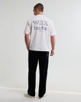 wax london men's Dean - Off White Scribble Text T-Shirt