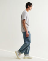wax london men's Dean - Soft Grey Textured Organic Cotton T-Shirt