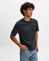 wax london men's Dean - Washed Black Compact Cotton Pocket T-Shirt