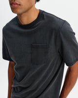 wax london men's Dean - Washed Black Compact Cotton Pocket T-Shirt