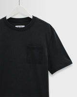 wax london men's Dean - Washed Black Compact Cotton Pocket T-Shirt