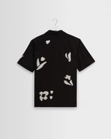 wax london men's Didcot - Black And Beige Abstract Applique Short-Sleeve Shirt