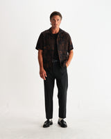 wax london men's Didcot - Black And Brown Paisley Short-Sleeve Shirt