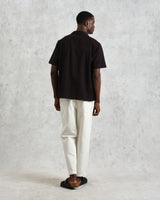 wax london men's Didcot - Black And Ecru Abstract Applique Short-Sleeve Shirt