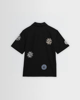 wax london men's Didcot - Black And Multicolour Round Applique Short-Sleeve Shirt