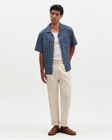 wax london men's Didcot - Blue Tile Print Short-Sleeve Shirt