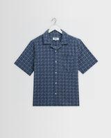 wax london men's Didcot - Blue Tile Print Short-Sleeve Shirt