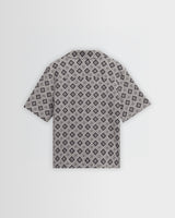 wax london men's Didcot - Ecru And Black Tile Print Short-Sleeve Shirt
