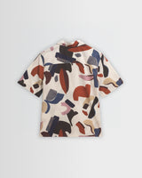 wax london men's Didcot - Ecru And Multicolour Abstract Shapes Short-Sleeve Shirt