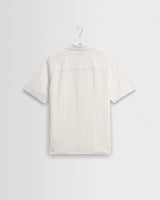wax london men's Didcot - Ecru Double-Weave Seersucker Short-Sleeve Shirt