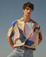 wax london men's Didcot - Multicolour Painted Shapes Short-Sleeve Shirt