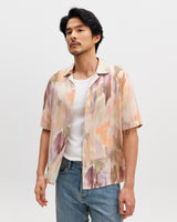 wax london men's Didcot - Pastel And Multicolour Floral Short-Sleeve Shirt