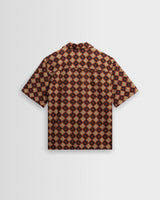 wax london men's Didcot - Rust Tile Print Seersucker Short-Sleeve Shirt