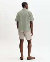 wax london men's Didcot - Sage And Ecru Scribble Applique Short-Sleeve Shirt