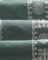 wax london men's Didcot - Sea Green And Ecru Embroidered Short-Sleeve Shirt