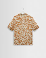 wax london men's Didcot - Tan And Beige Floral Viscose Short-Sleeve Shirt