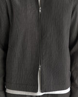 wax london men's Eldon - Dark Navy And Ecru Double-Faced Stripe Cotton Jacket