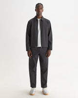 wax london men's Eldon - Dark Navy And Ecru Double-Faced Stripe Cotton Jacket