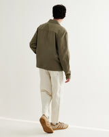wax london men's Eldon - Khaki Crinkle Cotton-Linen Jacket