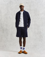 wax london men's Eldon - Navy Cotton Seersucker Jacket