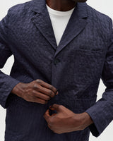 wax london men's Exmouth - Navy Dobby Cotton Blazer
