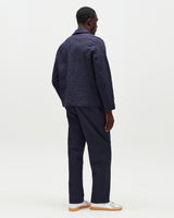 wax london men's Exmouth - Navy Dobby Cotton Blazer