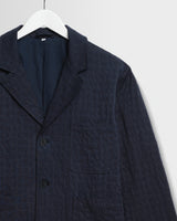 wax london men's Exmouth - Navy Dobby Cotton Blazer