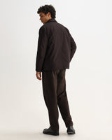 wax london men's Fairfax - Dark Brown Technical Canvas Field Jacket