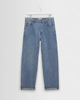 wax london men's Felix - Blue Wash Selvedge Loose Fit Denim Jeans