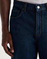 wax london men's Felix - Dark Vintage Blue Wash Loose Fit Denim Jeans