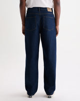 wax london men's Felix - Dark Vintage Blue Wash Loose Fit Denim Jeans